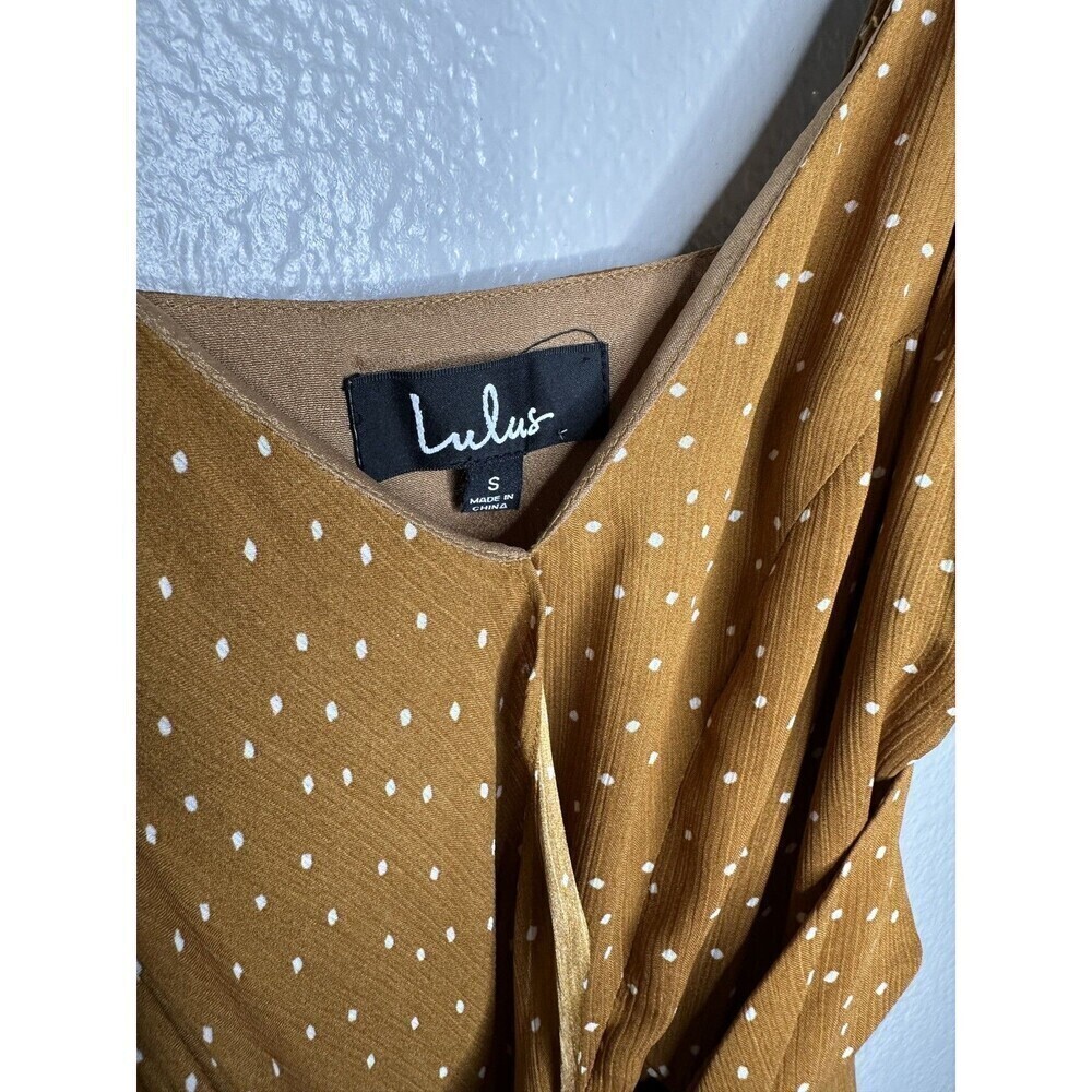 Lulus Dress Womens Small Polka Dot Wrap Mini Ruched Adjustable Straps Summer Par - Picture 3 of 8